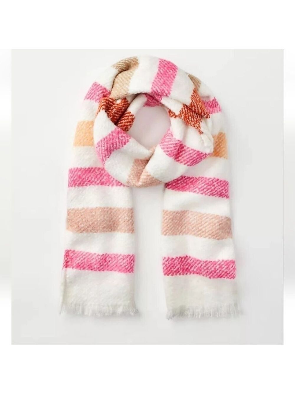 Ann Taylor LOFT Stripe Blanket Scarf Cream Multi Rectangle 20x75